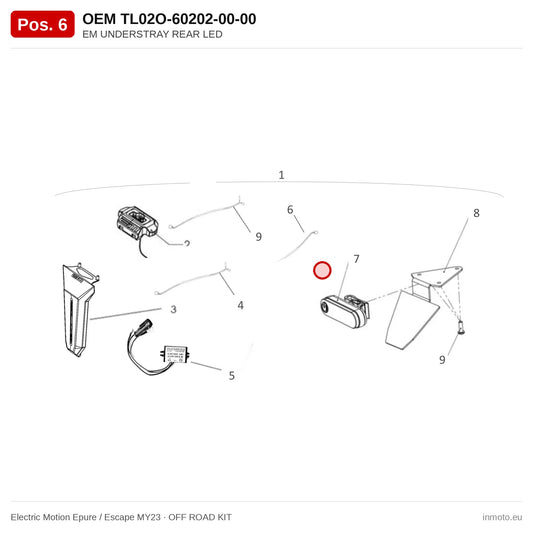 EM UNDERSTRAY REAR LED – Electric Motion Epure / Escape MY23 exploded view, off road kit, pos. 6