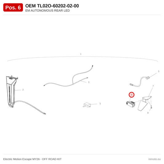 EM AUTONOMOUS REAR LED – Electric Motion Escape MY26 exploded view, off road kit, pos. 6