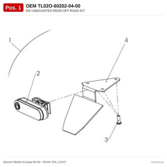 EM UNMOUNTED REAR OFF ROAD KIT – Electric Motion Escape MY26 exploded view, rear tail light, pos. 1