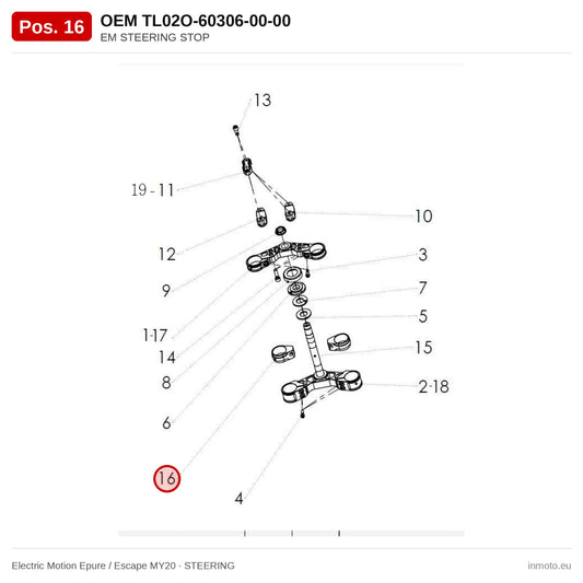 EM STEERING STOP – Electric Motion Epure / Escape MY20 exploded view, steering, pos. 16