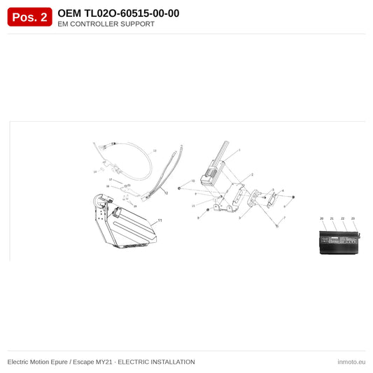 EM CONTROLLER SUPPORT – Electric Motion Epure / Escape MY21 exploded view, electric installation, pos. 2