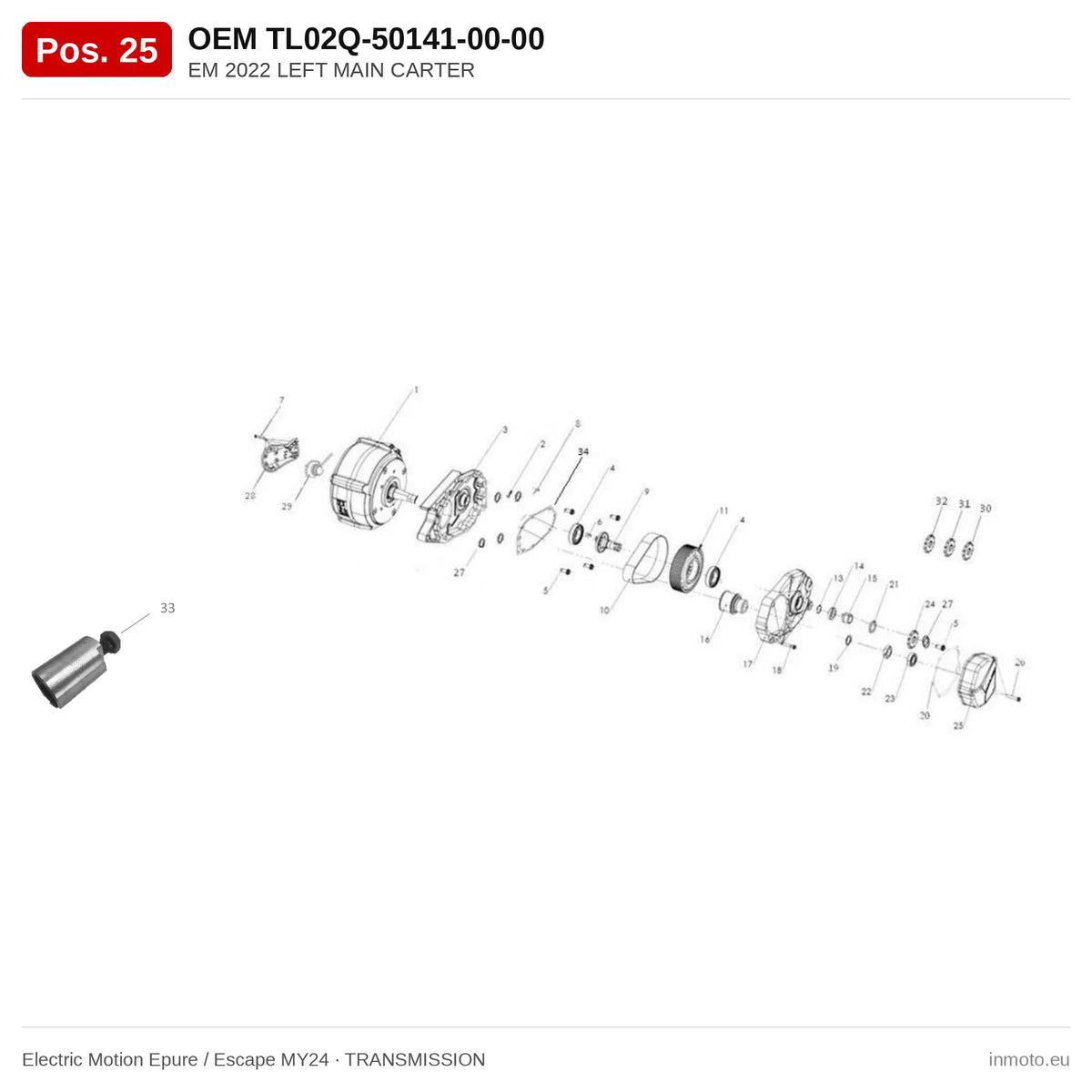 EM 2022 LEFT MAIN CARTER – Electric Motion Epure / Escape MY24 exploded view, transmission, pos. 25