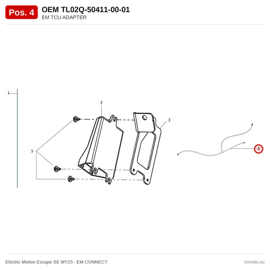 EM TCU ADAPTER – Electric Motion Escape SE MY25 exploded view, em connect, pos. 4