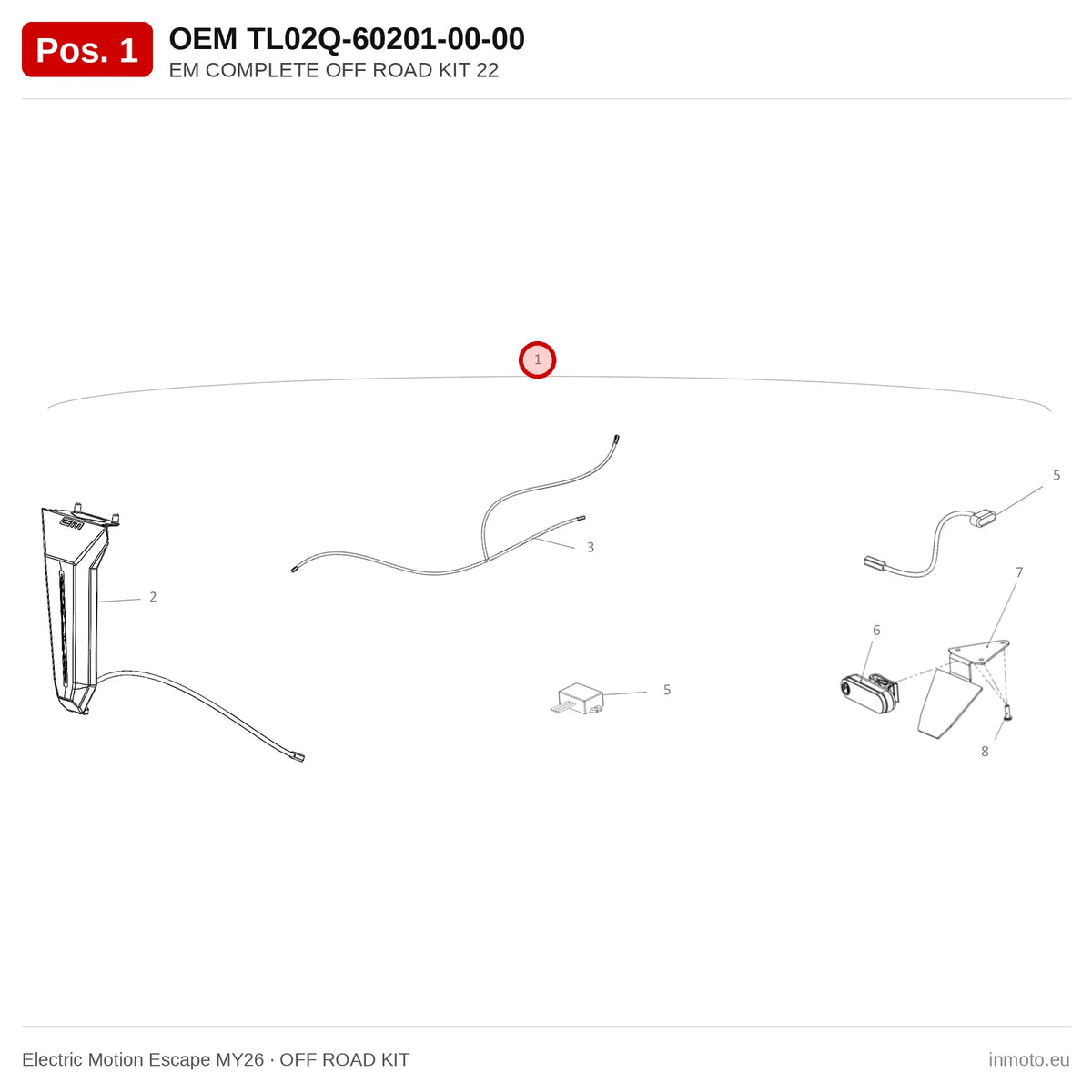EM COMPLETE OFF ROAD KIT 22 – Electric Motion Escape MY26 exploded view, off road kit, pos. 1