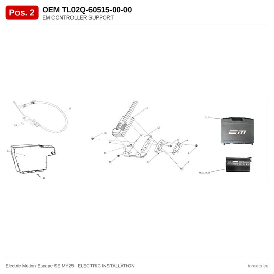 EM CONTROLLER SUPPORT – Electric Motion Escape SE MY25 exploded view, electric installation, pos. 2