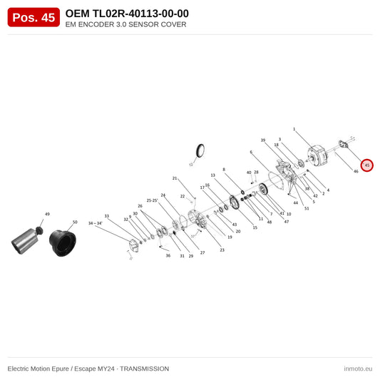 EM ENCODER 3.0 SENSOR COVER – Electric Motion Epure / Escape MY24 exploded view, transmission, pos. 45