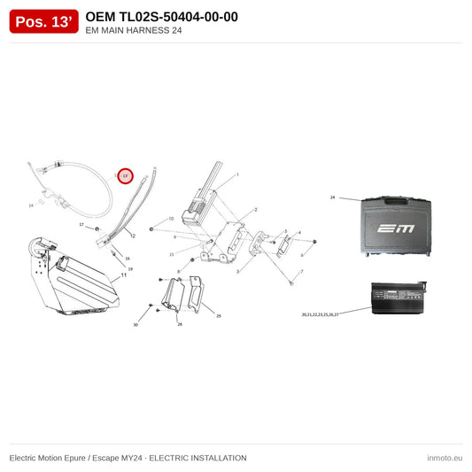 EM MAIN HARNESS 24 – Electric Motion Epure / Escape MY24 exploded view, electric installation, pos. 13'