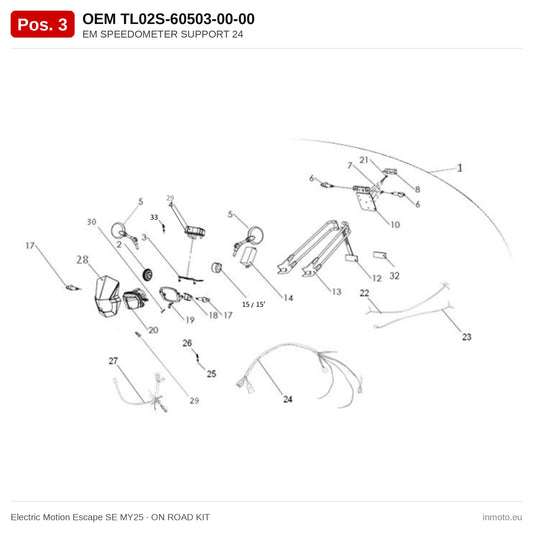 EM SPEEDOMETER SUPPORT 24 – Electric Motion Escape SE MY25 exploded view, on road kit, pos. 3