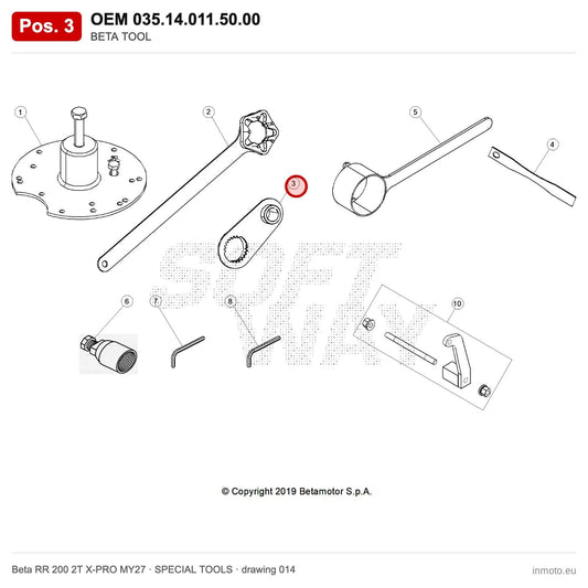 BETA TOOL – OEM 035.14.011.50.00, position 3 on the Beta RR 200 2T X-PRO MY27 special tools drawing