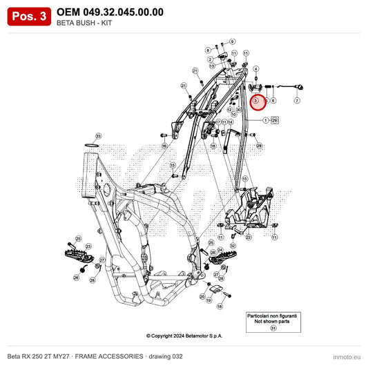 BETA BUSH - KIT – OEM 049.32.045.00.00, position 3 on the Beta RX 250 2T MY27 frame accessories drawing