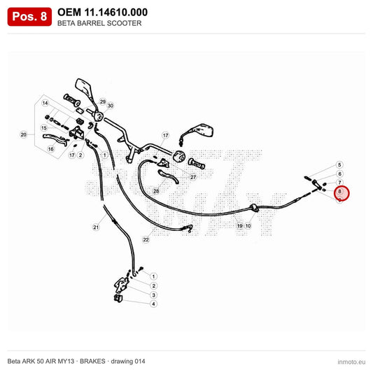 BETA BARREL SCOOTER – OEM 11.14610.000, position 8 on the Beta ARK 50 AIR MY13 brakes drawing