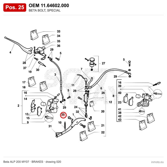 BETA BOLT, SPECIAL – OEM 11.64602.000, position 25 on the Beta ALP 200 MY07 brakes drawing