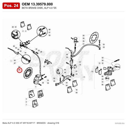 BETA BRAKE DISK, ALP 4.0 '05 – OEM 13.39579.000, position 24 on the Beta ALP 4.0 350 4T MY16-MY17 brakes drawing