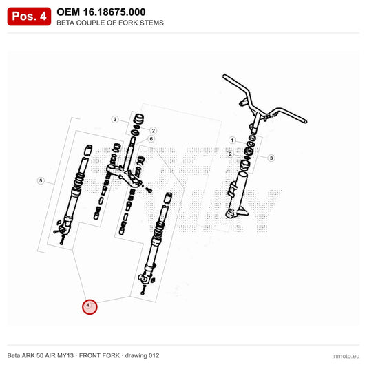 BETA COUPLE OF FORK STEMS – OEM 16.18675.000, position 4 on the Beta ARK 50 AIR MY13 front fork drawing