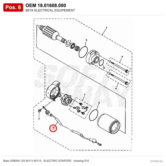BETA ELECTRICAL EQUIPEMENT – OEM 18.01608.000, shown on the Beta URBAN 125 MY11-MY12 elettricstarter drawing