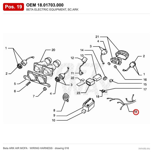 BETA ELECTRIC EQUIPMENT, SC.ARK – OEM 18.01703.000, position 19 on the Beta ARK AIR MOFA wiring harness drawing