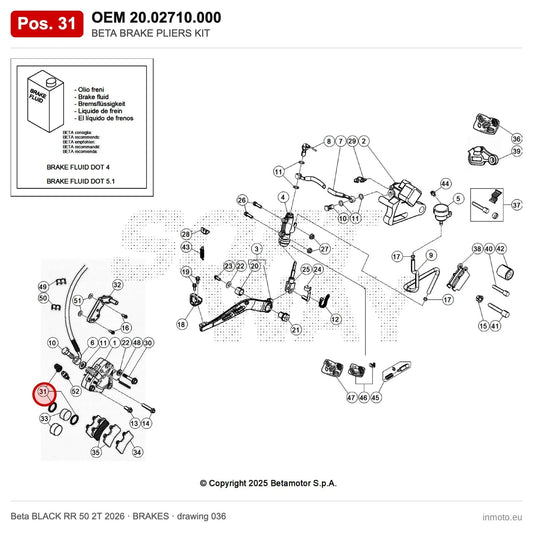 BETA BRAKE PLIERS KIT – OEM 20.02710.000, position 31 on the Beta BLACK RR 50 2T 2026 brakes drawing