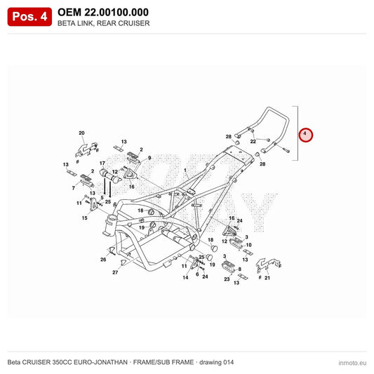BETA LINK, REAR CRUISER – OEM 22.00100.000, position 4 on the Beta CRUISER 350CC EURO-JONATHAN frame/sub frame drawing