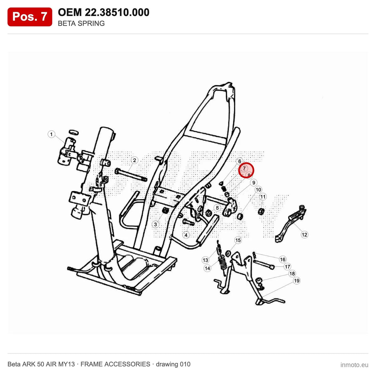 BETA SPRING – OEM 22.38510.000, position 7 on the Beta ARK 50 AIR MY13 frame accessories drawing