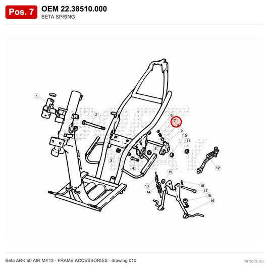 BETA SPRING – OEM 22.38510.000, position 7 on the Beta ARK 50 AIR MY13 frame accessories drawing