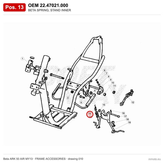 BETA SPRING, STAND INNER – OEM 22.47021.000, position 13 on the Beta ARK 50 AIR MY13 frame accessories drawing