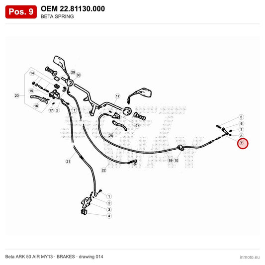 BETA SPRING – OEM 22.81130.000, position 9 on the Beta ARK 50 AIR MY13 brakes drawing