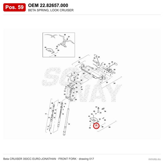 BETA SPRING, LOOK CRUISER – OEM 22.82657.000, position 59 on the Beta CRUISER 350CC EURO-JONATHAN front fork drawing