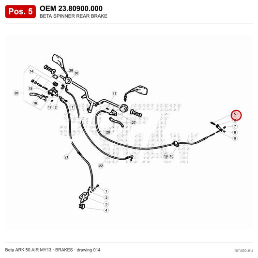 BETA SPINNER REAR BRAKE – OEM 23.80900.000, position 5 on the Beta ARK 50 AIR MY13 brakes drawing