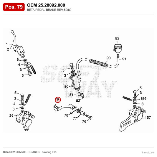 BETA PEDAL BRAKE REV 50/80 – OEM 25.28092.000, position 79 on the Beta REV 50 MY08 brakes drawing