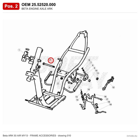 BETA ENGINE AXLE ARK – OEM 25.52520.000, position 2 on the Beta ARK 50 AIR MY13 frame accessories drawing