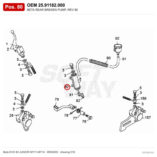 BETA REAR BREKEN PUMP, REV 80 – OEM 25.91182.000, position 80 on the Beta EVO 80 JUNIOR MY11-MY14 brakes drawing