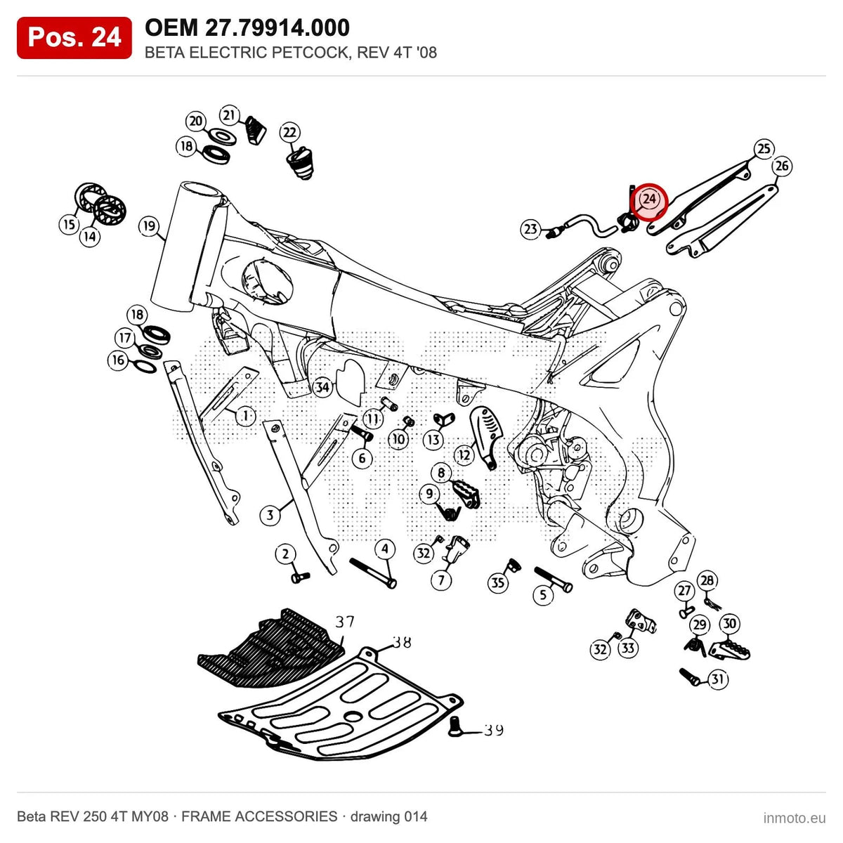 BETA ELECTRIC PETCOCK, REV 4T '08 – OEM 27.79914.000, position 24 on the Beta REV 250 4T MY08 frame accessories drawing