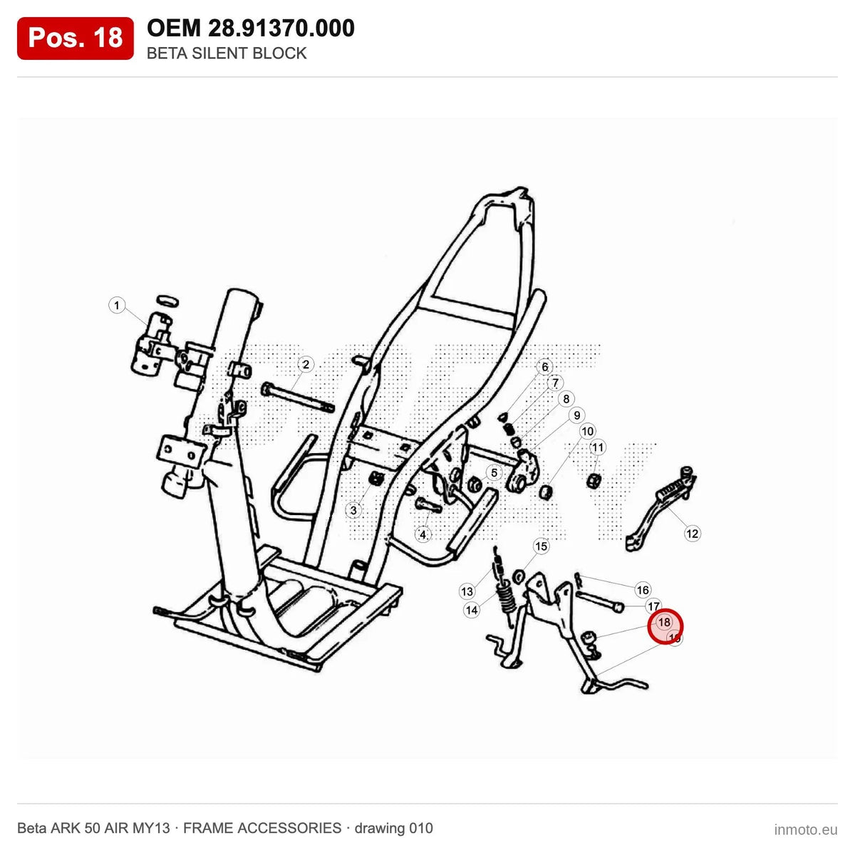 BETA SILENT BLOCK – OEM 28.91370.000, position 18 on the Beta ARK 50 AIR MY13 frame accessories drawing