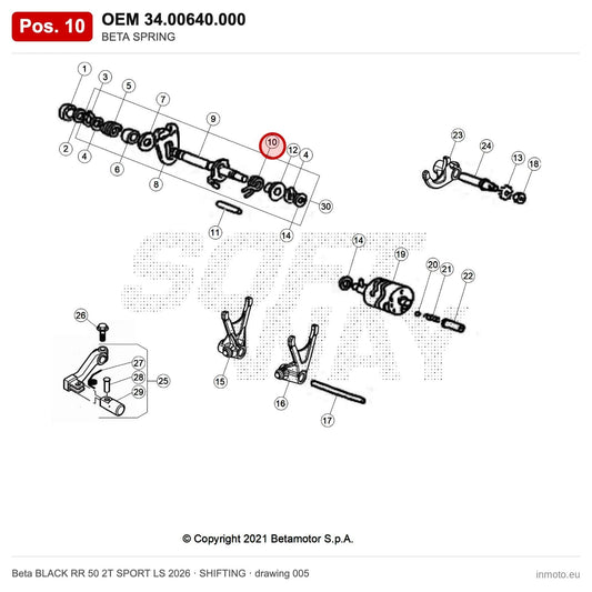 BETA SPRING – OEM 34.00640.000, position 10 on the Beta BLACK RR 50 2T SPORT LS 2026 shifting drawing