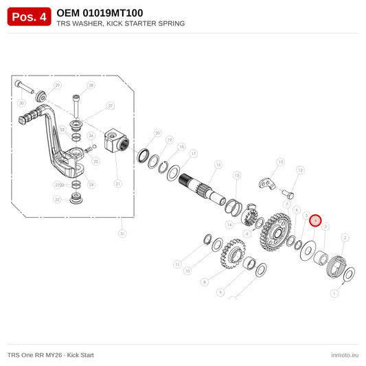 TRS WASHER, KICK STARTER SPRING – TRS One RR MY26 exploded view, kick start, pos. 4