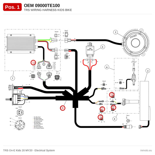 TRS WIRING HARNESS KIDS BIKE – TRS On-E Kids 20 MY20 exploded view, electrical system, pos. 1