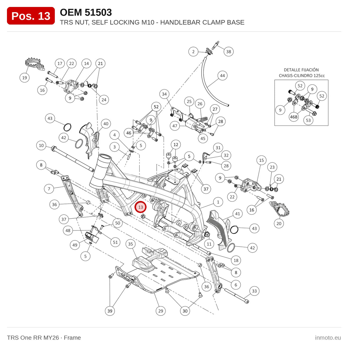 TRS NUT, SELF LOCKING M10 - HANDLEBAR CLAMP BASE – TRS One RR MY26 exploded view, frame, pos. 13