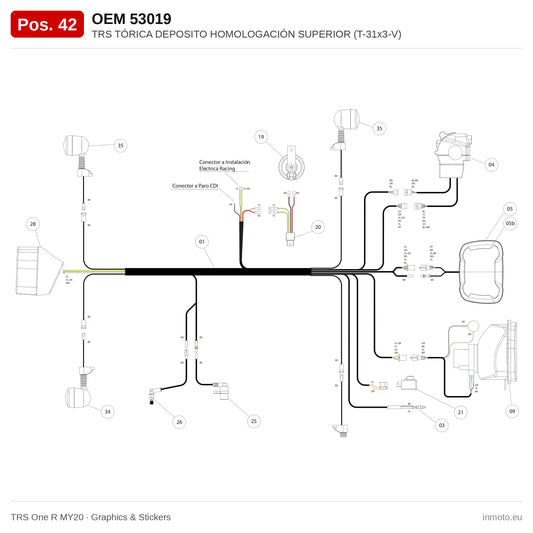 TRS TÓRICA DEPOSITO HOMOLOGACIÓN SUPERIOR (T-31x3-V) – TRS One R MY20 exploded view, graphics & stickers, pos. 42