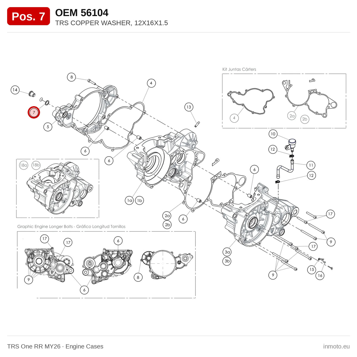 TRS COPPER WASHER, 12X16X1.5 – TRS One RR MY26 exploded view, engine cases, pos. 7