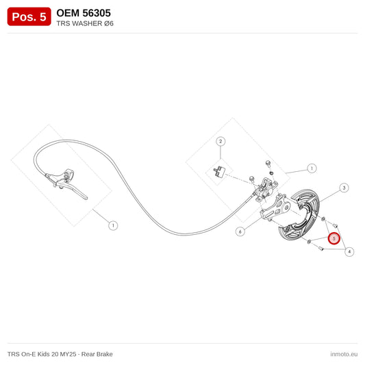 TRS WASHER Ø6 – TRS On-E Kids 20 MY25 exploded view, rear brake, pos. 5