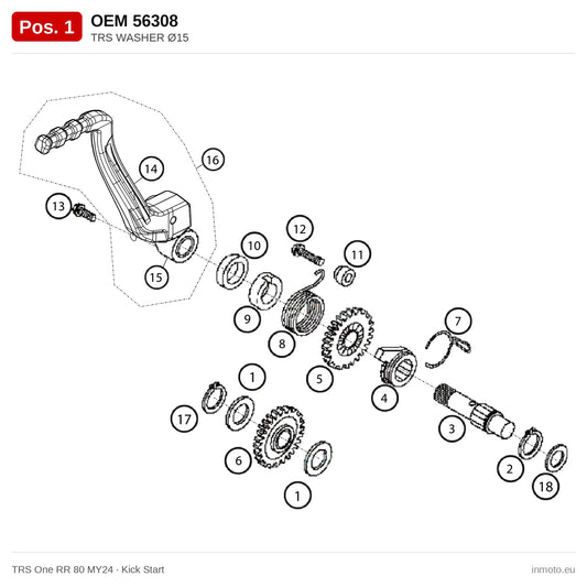 TRS WASHER Ø15 – TRS One RR 80 MY24 exploded view, kick start, pos. 1