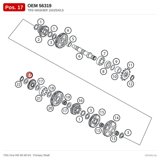 TRS WASHER 15X25X0,5 – TRS One RR 80 MY24 exploded view, primary shaft, pos. 17
