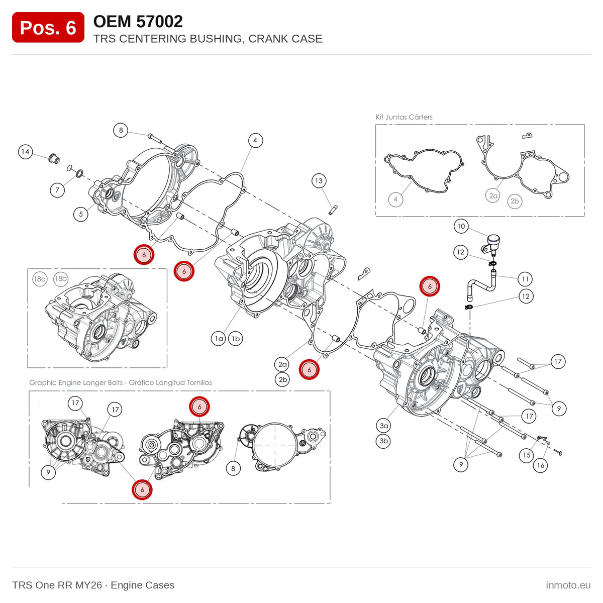 TRS CENTERING BUSHING, CRANK CASE – TRS One RR MY26 exploded view, engine cases, pos. 6