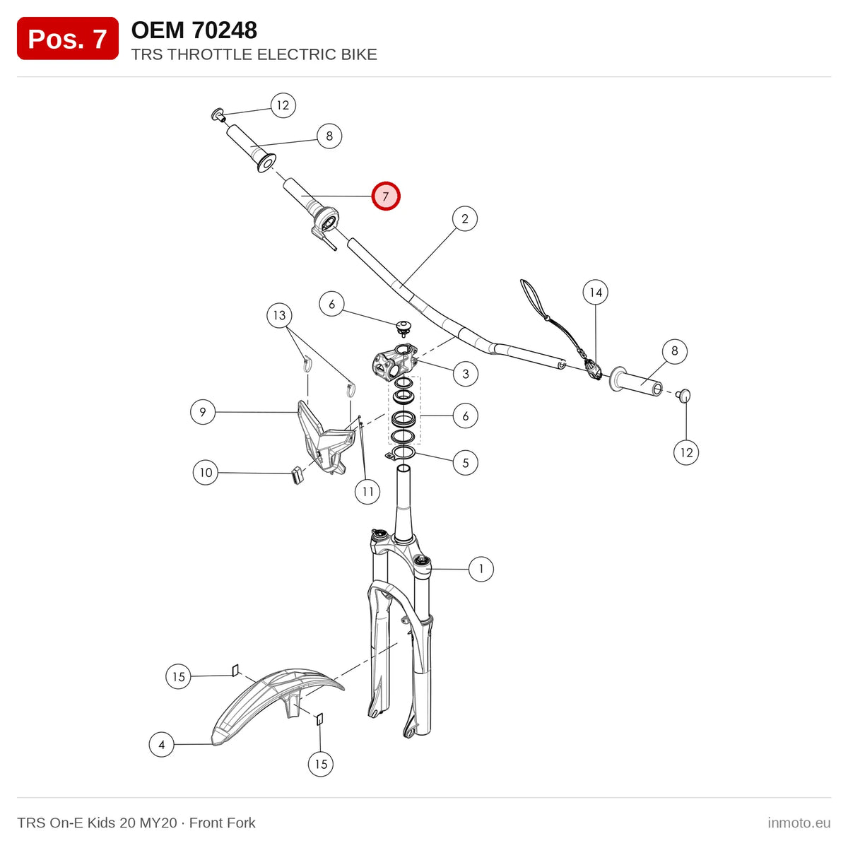 TRS THROTTLE ELECTRIC BIKE – TRS On-E Kids 20 MY20 exploded view, front fork, pos. 7